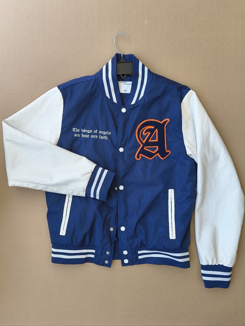 Blue & White Men's Varsity Jacket with Embroidered 'A'